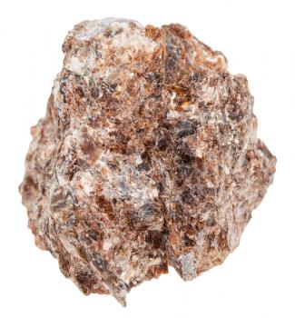 macro shooting of natural mineral stone - piece of Phlogopite (magnesium mica) isolated on white background