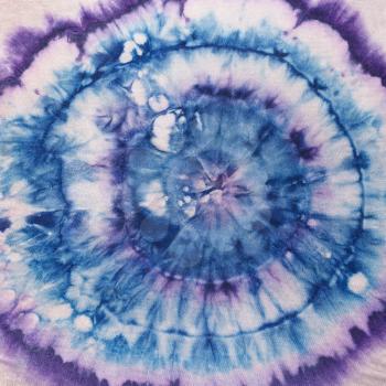 blue and violet concentric circles on silk nodular batik