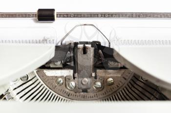 ink ribbon in mechanical typewriter close up