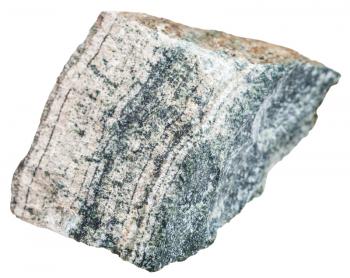 macro shooting of metamorphic rock specimens - Skarn (tactite) stone isolated on white background