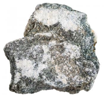 macro shooting of metamorphic rock specimens - soapstone (steatite, soaprock) mineral isolated on white background