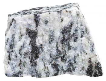 macro shooting of metamorphic rock specimens - Migmatite mineral isolated on white background