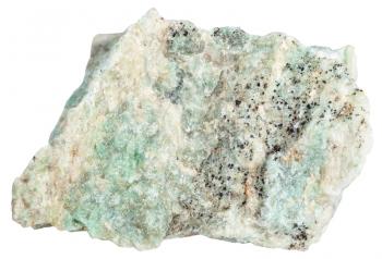 macro shooting of metamorphic rock specimens - listvenite (Listwanite) stone isolated on white background