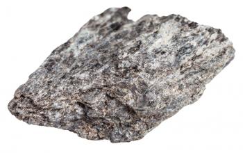 macro shooting of metamorphic rock specimens - quartz biotite schist stone isolated on white background