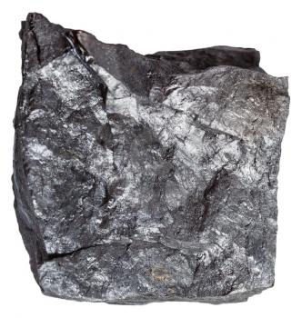 macro shooting of metamorphic rock specimens - carbonaceous shale mineral (bone coal, slaty coalbone) isolated on white background