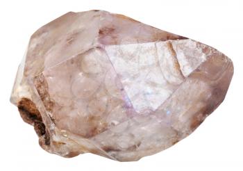 macro shooting of specimen of natural mineral - amethyst in quartz crystal isolated on white background