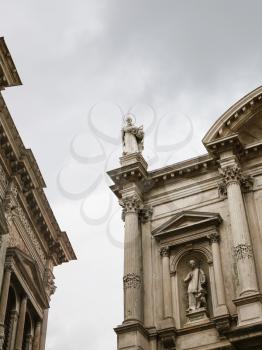 travel to Italy - walls of Church of Saint Roch ( Chiesa di San Rocco) and Scuola Grande di san rocco in Venice