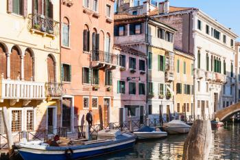 travel to Italy - canal and residential houses in Cannaregio sestieri (district) in Venice city
