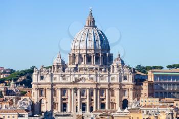travel to Italy - Papal Basilica of Saint Peter in Vatican city, view from Castle of St Angel