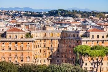 travel to Italy - above view of apartment houses in Rome city