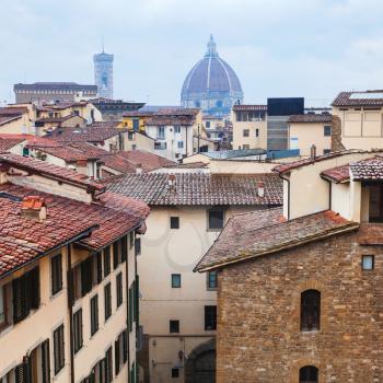 travel to Italy - above view of old residential quarter in Florence town in rain