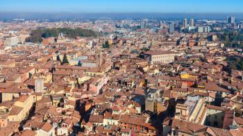 travel to Italy - above view of Bologna city skyline from Asinelli tower