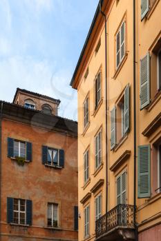 travel to Italy - facades of old urban houses in Modena city