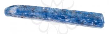 macro shooting of geological collection mineral - polished kyanite crystal isolated on white background