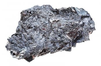 macro shooting of geological collection mineral - piece of hematite (iron ore) stone isolated on white background