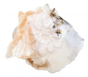 macro shooting of geological collection mineral - piece of Thomsonite stone isolated on white background