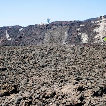 travel to Italy - petrified lava flow close up on slope of Etna volcano in Sicily