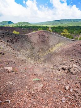 travel to Italy - view of old volcano crater of the Etna mount in Sicily