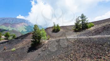 travel to Italy - path between old craters of the Etna mount in Sicily