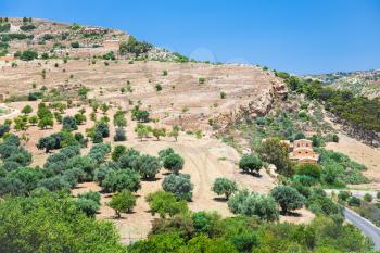 travel to Italy - rural landscape near Agrigento town in Sicily