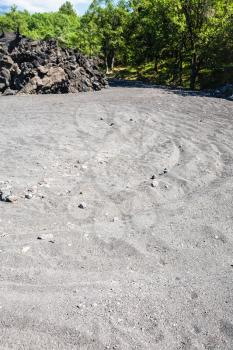 travel to Italy - clinker and pumice ground on slope Etna volcano in Sicily
