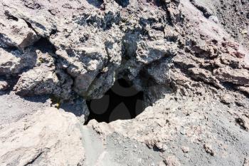 travel to Italy - cave of old volcanic crater on Etna mount in Sicily