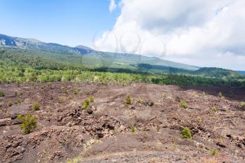 travel to Italy - view of gentle slope of Etna volcano in Sicily