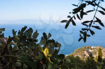 travel to Italy - coast of Ionian Sea near Taormina city in Sicily in summer