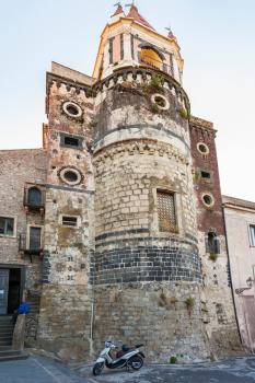 CASTIGLIONE DI SICILIA, ITALY - JUNE 27, 2011: Church of the Apostles Peter and Paul (Chiesa SS Apostoli Pietro e Paolo) in Castiglione di Sicilia town in Sicily. This is norman church from 1105 year.