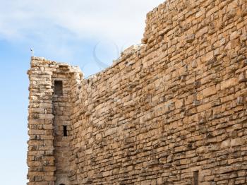 Travel to Middle East country Kingdom of Jordan - outer wall of medieval Kerak castle