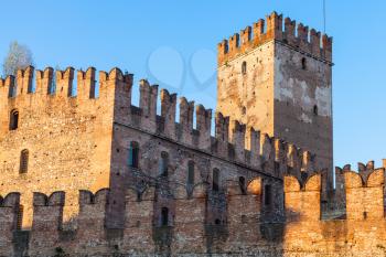 travel to Italy - Castelvecchio (Scaliger) Castel in Verona city at spring sunset