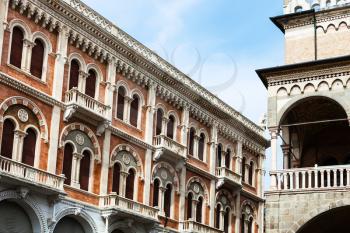 travel to Italy - palace and palazzo della ragione on Piazza delle Erbe in Padua city in spring