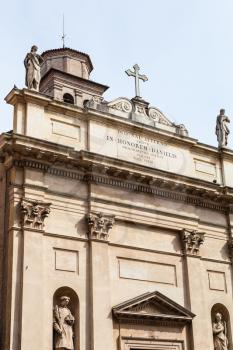 travel to Italy - facade of chiesa di San Daniele Martire on street Via Umberto I in Padua city i