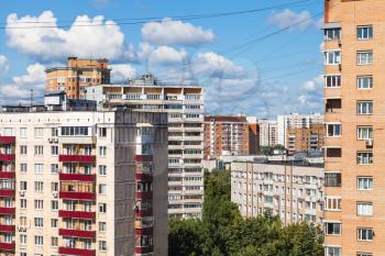 apartment houses in Moscow city in Koptevo district in sunny summer day