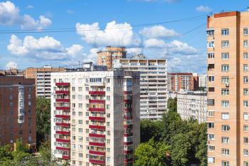 residential quarter in Moscow city in Koptevo district in sunny summer day