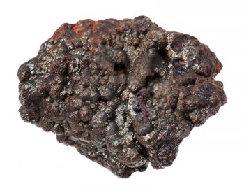 macro shooting of natural rock specimen - rough Goethite stone isolated on white background from Tharsis, Spain