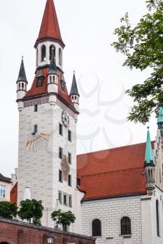 Travel to Germany - tower of Old Town Hall (Alte Rathaus) on Marienplatz in Munich city
