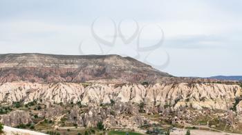 Travel to Turkey - mountain landscape in Goreme National Park in Cappadocia in spring