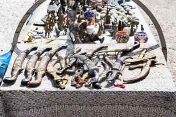 Travel to Turkey - local gifts on street market in Goreme town in Cappadocia in spring