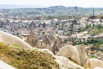 Travel to Turkey - view of Goreme town in Cappadocia in spring