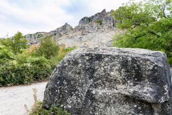 travel to Crimea - stone in natural park The Valley of Ghosts at the filming location of popular Soviet comedy film Kidnapping caucasian style (Prisoner of the Caucasus)