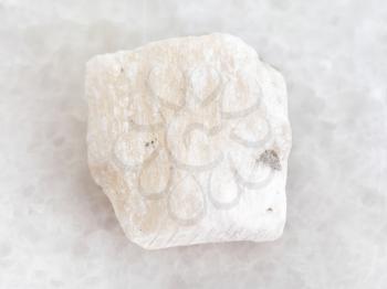 macro shooting of natural mineral rock specimen - raw Gypsum stone on white marble background
