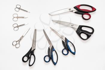 top view of semicircle from various shears on white background