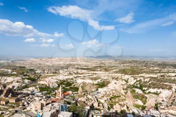 Travel to Turkey - Uchisar village and valley in Nevsehir Province in Cappadocia in spring