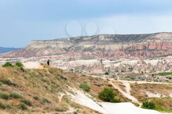 Travel to Turkey - trekking pathes in Goreme National Park in Cappadocia in spring