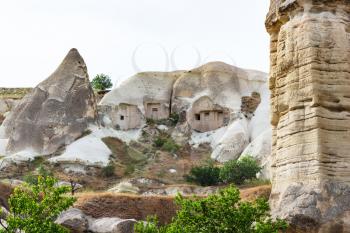 Travel to Turkey - cave houses in Goreme National Park in Cappadocia in spring