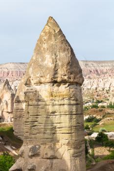 Travel to Turkey - fairy chimney rock in mountains of Goreme National Park in Cappadocia in spring