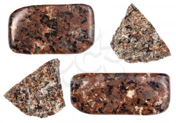 collection of natural mineral specimens - various Urtite stones isolated on white background