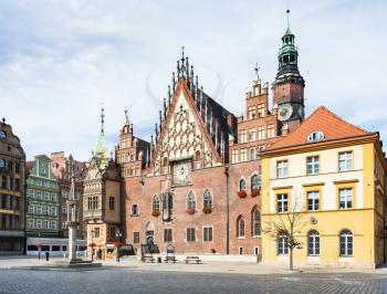 travel to Poland - Old Town Hall on Market Square (Rynek) in Wroclaw city in autumn