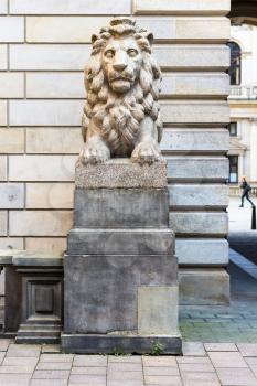 Travel to Germany - lion statue at police station Hamburger Rathaus in Hamburg city in Hamburg city in september